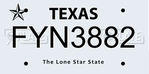 FYN3882 Texas License Plate