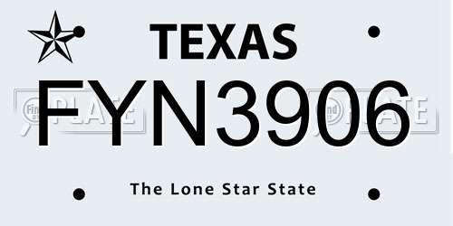 FYN3906 Texas License Plate