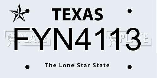 FYN4113 Texas License Plate