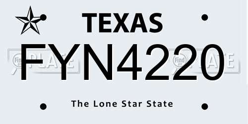 FYN4220 Texas License Plate