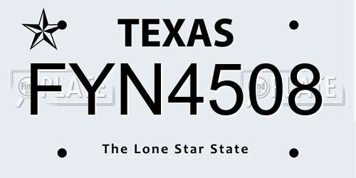 FYN4508 Texas License Plate