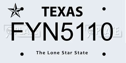 FYN5110 Texas License Plate