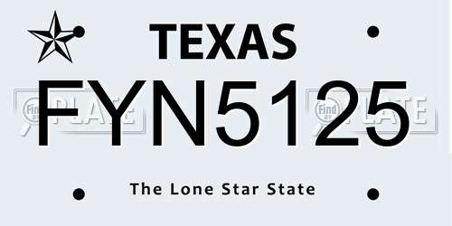 FYN5125 Texas License Plate
