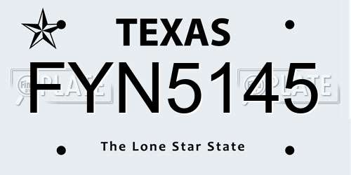FYN5145 Texas License Plate