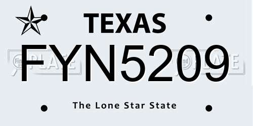 FYN5209 Texas License Plate