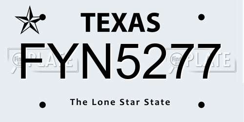 FYN5277 Texas License Plate