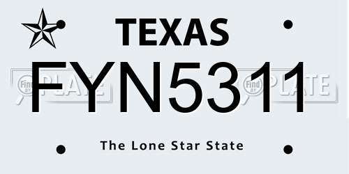 FYN5311 Texas License Plate
