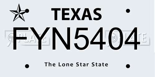 FYN5404 Texas License Plate