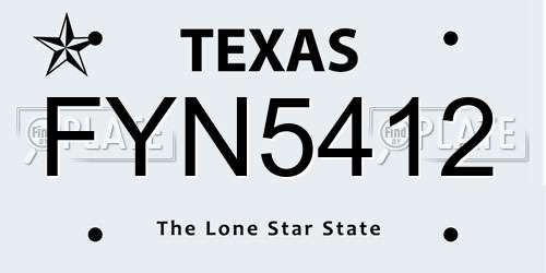FYN5412 Texas License Plate