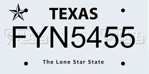 FYN5455 Texas License Plate
