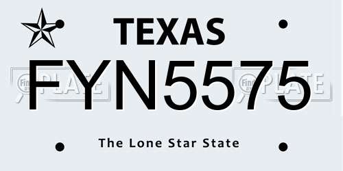 FYN5575 Texas License Plate