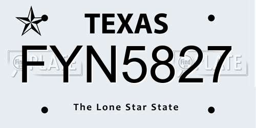 FYN5827 Texas License Plate