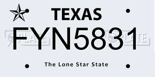 FYN5831 Texas License Plate