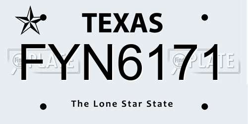FYN6171 Texas License Plate