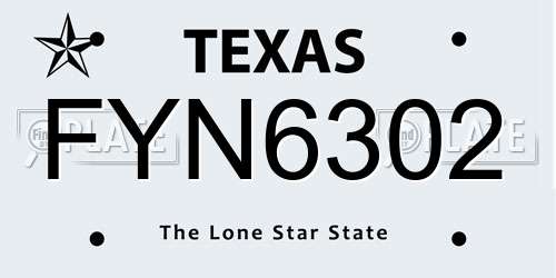 FYN6302 Texas License Plate