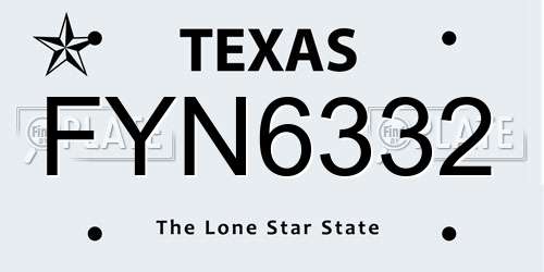 FYN6332 Texas License Plate