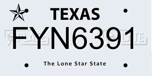 FYN6391 Texas License Plate