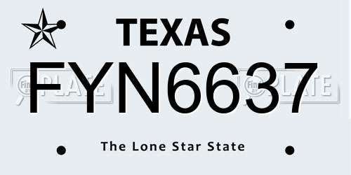 FYN6637 Texas License Plate