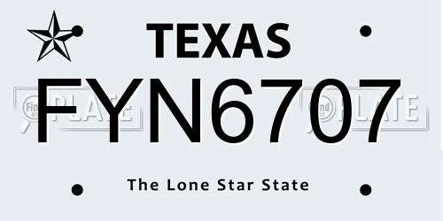 FYN6707 Texas License Plate