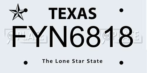 FYN6818 Texas License Plate