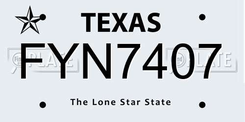 FYN7407 Texas License Plate