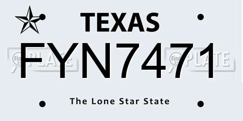 FYN7471 Texas License Plate