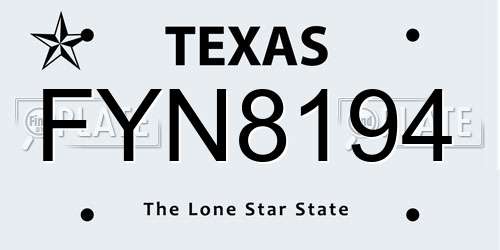 FYN8194 Texas License Plate