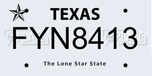 FYN8413 Texas License Plate