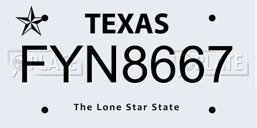 FYN8667 Texas License Plate