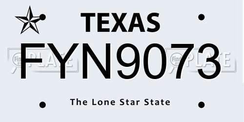 FYN9073 Texas License Plate