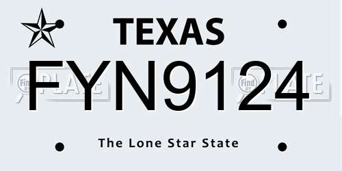 FYN9124 Texas License Plate