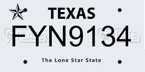 FYN9134 Texas License Plate