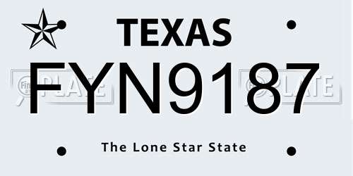 FYN9187 Texas License Plate