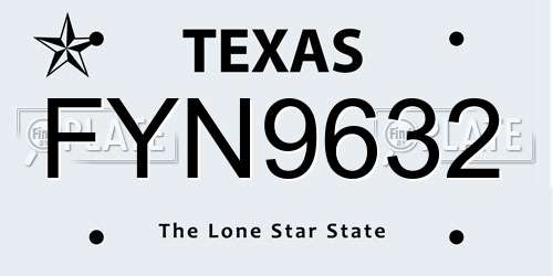 FYN9632 Texas License Plate
