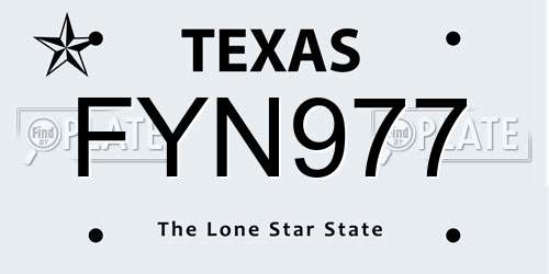 FYN977 Texas License Plate