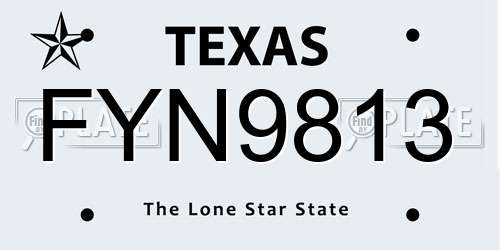 FYN9813 Texas License Plate
