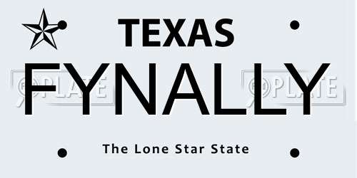 FYNALLY Texas License Plate