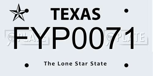 FYP0071 Texas License Plate