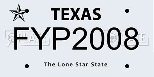 FYP2008 Texas License Plate