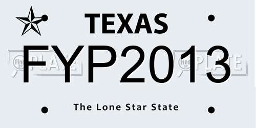 FYP2013 Texas License Plate