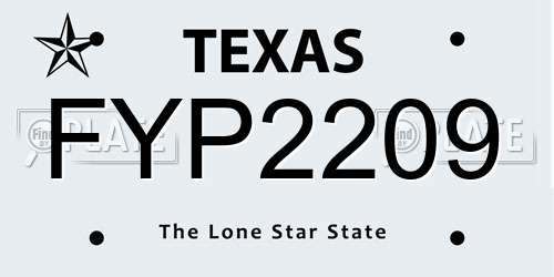FYP2209 Texas License Plate