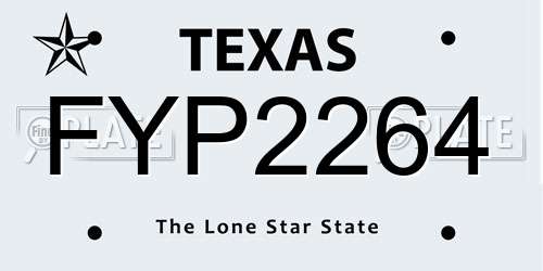 FYP2264 Texas License Plate
