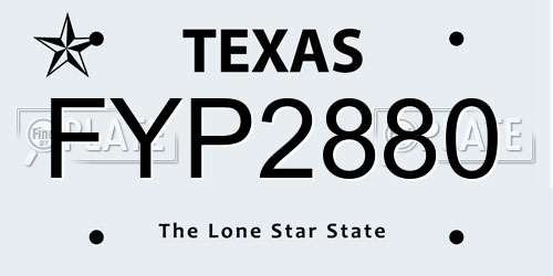 FYP2880 Texas License Plate