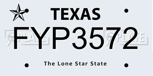 FYP3572 Texas License Plate