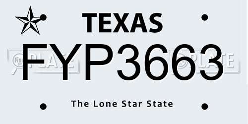FYP3663 Texas License Plate