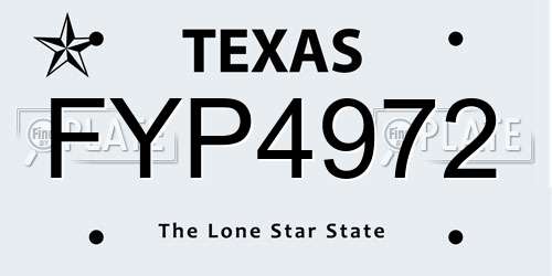 FYP4972 Texas License Plate