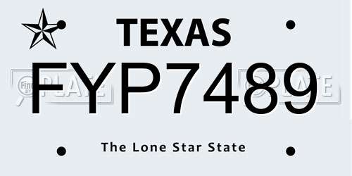 FYP7489 Texas License Plate