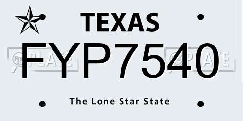 FYP7540 Texas License Plate