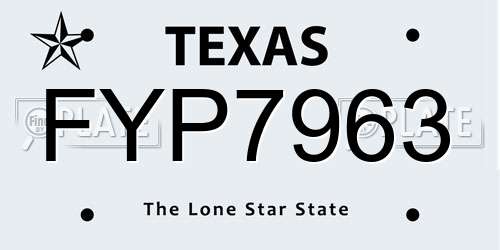 FYP7963 Texas License Plate