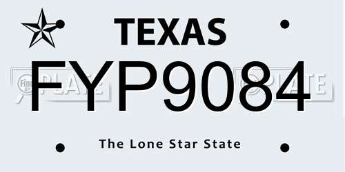 FYP9084 Texas License Plate